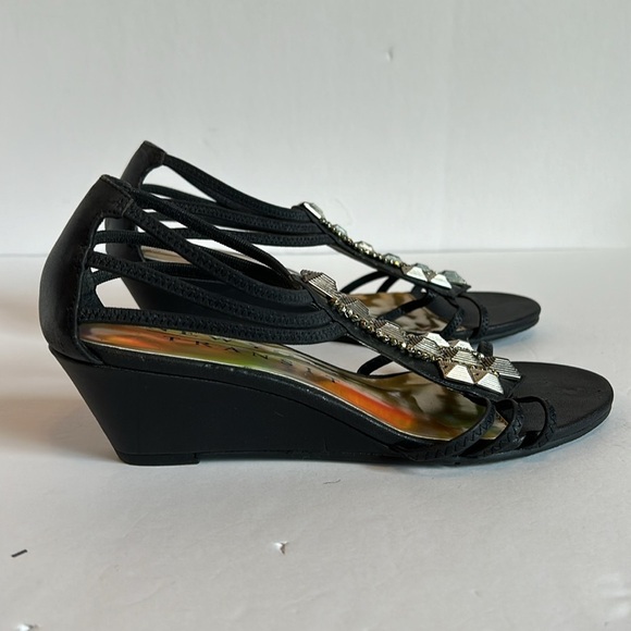 New York Transit Black Strappy Wedge Sandals Women’s Size 6 1/2 M - Picture 3 of 8